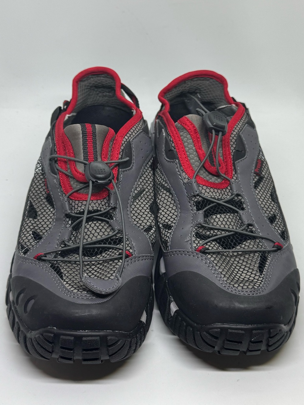 NEW Propét Men’s Water Shoes Gray Red Quick Dry Hiking Aqua Toggle Lace